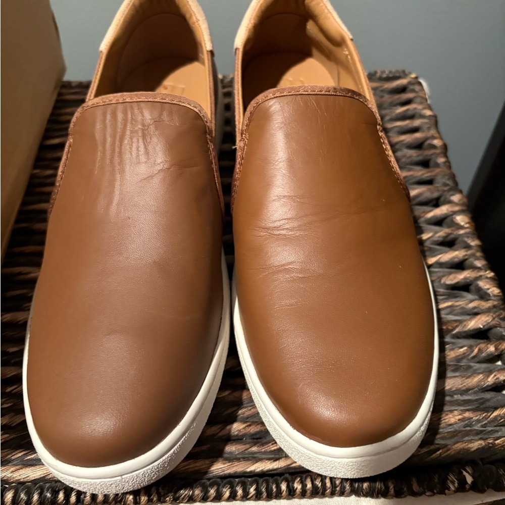 UGG Women’s Tan Leather Slip-Ons
